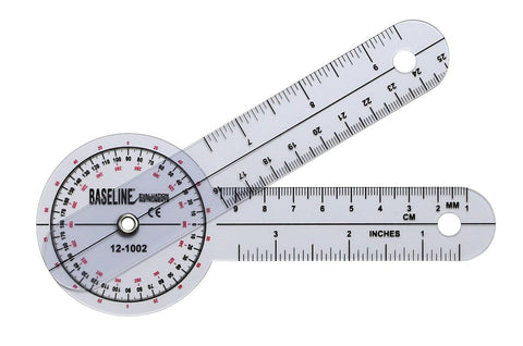 Baseline Plastic Goniometer - 360 Degree Head - 6 inch Arms