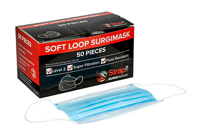 Strapit Surgimask Face Masks, ASTM Level 2, Box of 50