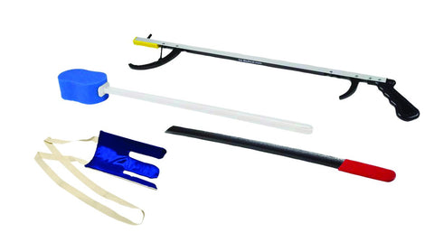 FabLife Hip Kit: 26" reacher, contoured sponge, flexible sock aid, 24" metal shoehorn