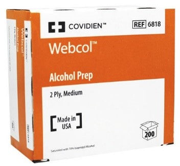 Webcol Alcohol Prep Pads Medium 200/box